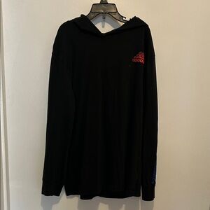 Adidas Black Hoodie Shirt with Red Logo